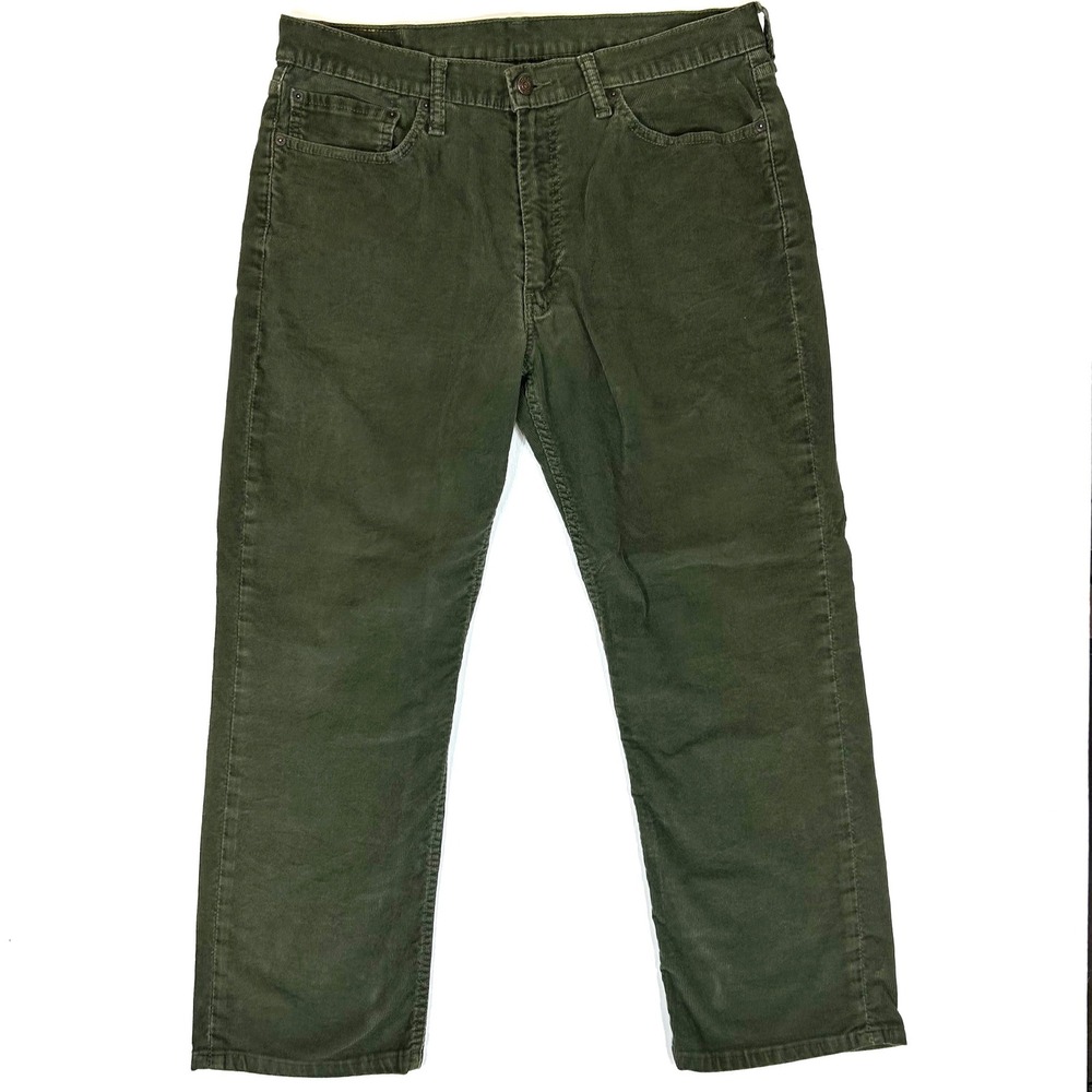 Levis 514 Straight Fit Corduroy Pants Mens 36x28 Olive Green 00514-0799